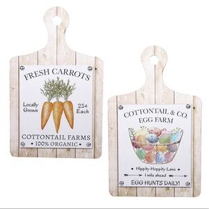 Wooden Farmhouse Holiday EASTER Cutting Board Egg Hunts Carrots Wall Sign Decor